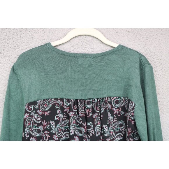 52Seven Long Sleeve Green Pullover Sweater-Size Large-Paisley Back - Picture 10 of 10